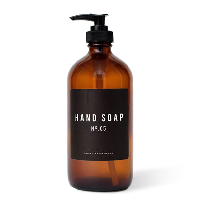 Amber Glass Bottle Soap Dispensers